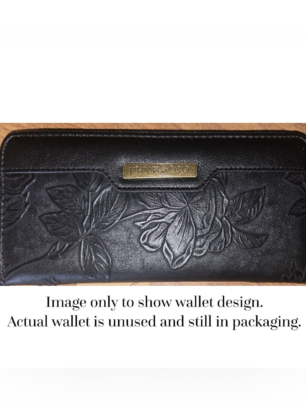 Frye and Co Floral Tooling Black Wallet